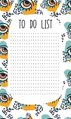 To do lists simple design with  trendy background. Template for agenda, planners, check lists, and other kids stationery.Vector