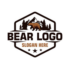 Polar Bear Logo Design Template Inspiration, Vector Illustration, Vintage