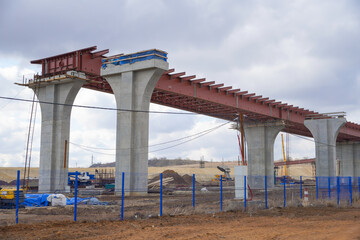 Construction of an automobile bridge across the Volga-Don navigable canal in Volgograd. Russia