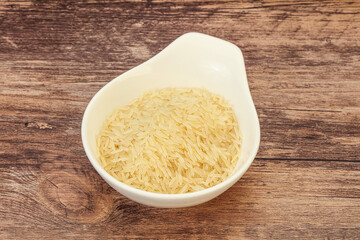 Raw basmati rice in the bowl