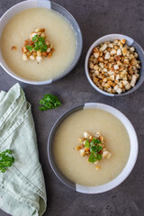 creamy vegetable soup in a bowl