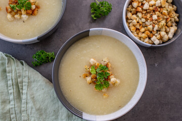 creamy vegetable soup in a bowl