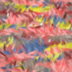 Seamless faux digital paint stroke pattern print. High quality illustration. Procedural painting with realistic brush strokes in bright trendy colors. Abstract art for surface design and print.