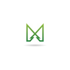 initial m with pine logo design icon inspiration