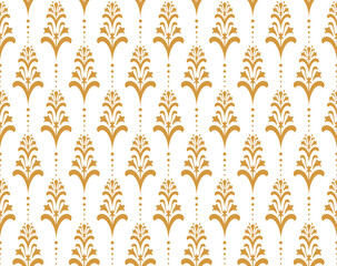 Flower geometric pattern. Seamless vector background. White and gold ornament. Ornament for fabric, wallpaper, packaging. Decorative print