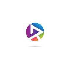 initial r on circle logo design icon inspiration