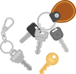 キーホルダーに付けたたくさんの鍵