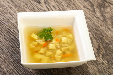 Tasty chicken soup with carrot