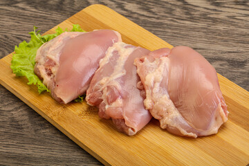 Raw chicken boneless and skinless leg