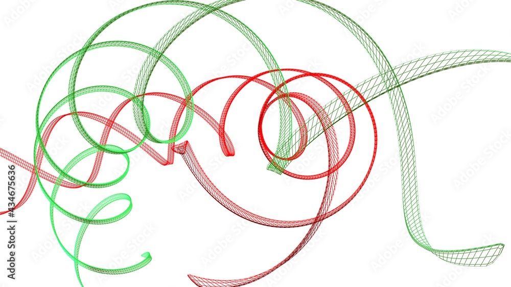 Aufkleber red and green helix structure on white background - 3d rendering illustration