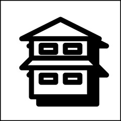 Two story house icon in flat design 05