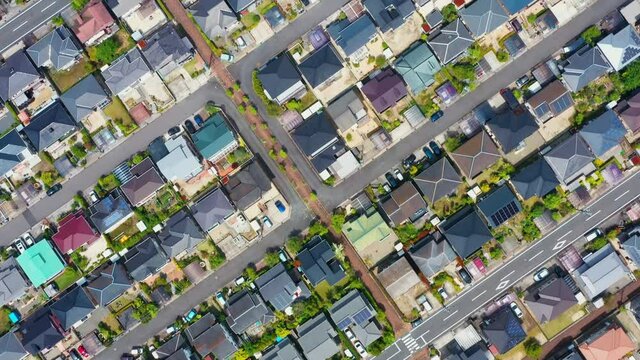 住宅地　ドローン空撮　真俯瞰