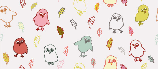 set of vector cute little owls. hand drawn vector illustration