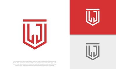 Initials LJ logo design. Initial Letter Logo. Shield logo.