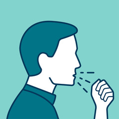 Coughing man icon. Vector illustration isolated.