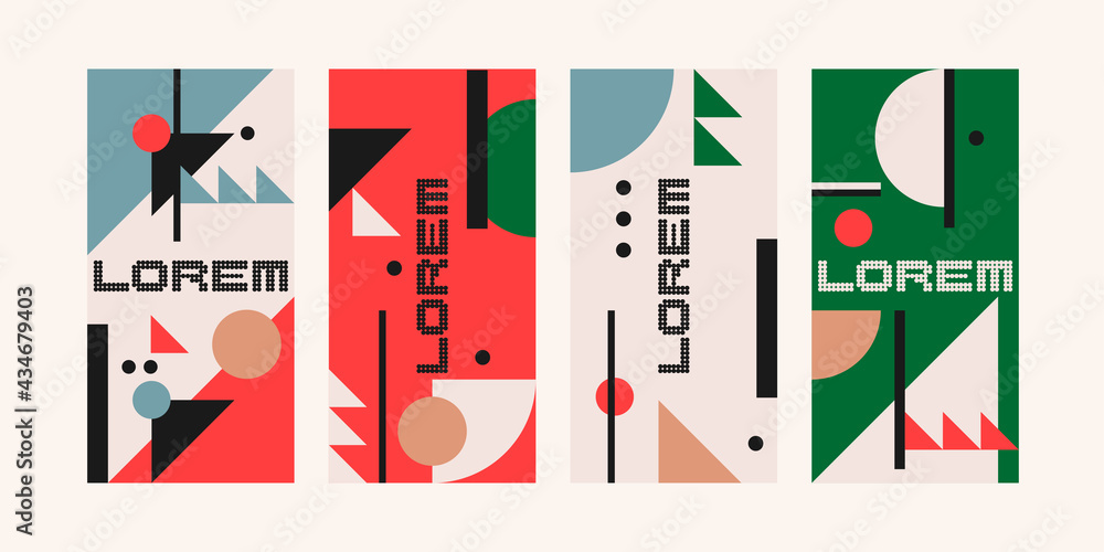 Aufkleber a set of abstract design backgrounds. illustrations with flat figures of geometric shapes.