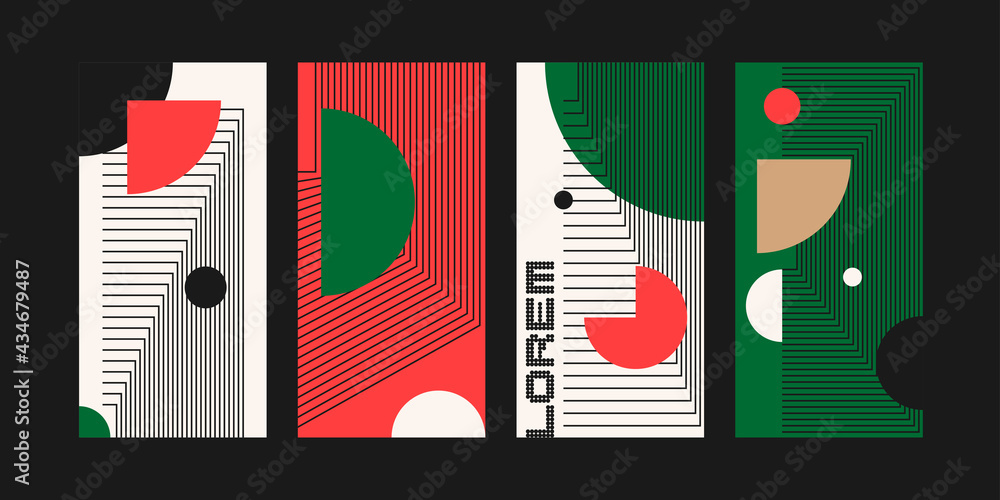 Aufkleber a set of abstract design backgrounds. illustrations with flat figures of geometric shapes.
