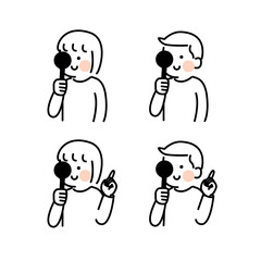 視力検査をするこどもたちイラスト素材