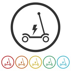 Electric kick scooter ring icon color set
