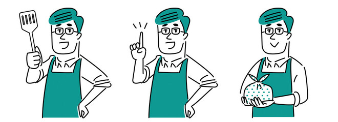 エプロン姿の男性のイラスト素材