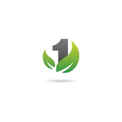 number 1 with green logo design icon inspiration