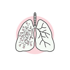 Lung cancer icon in outline style.