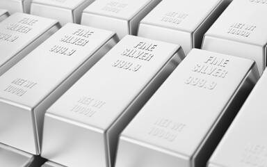 Stack of silver bars, Financial concept