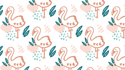 Flamingo pattern cute pastel color wallpaper