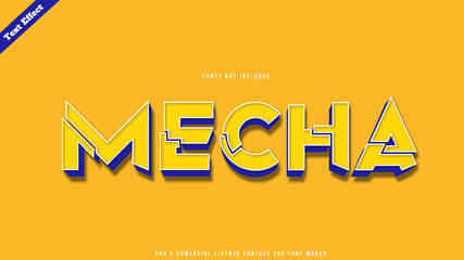 mecha fashion text effect design vector. Editable 3D text - obrazy, fototapety, plakaty