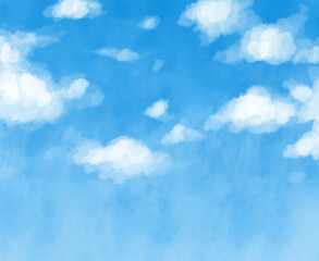 青空　雲　入道雲　夏　イラスト　手描き
