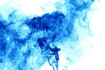 Blue smoke on a white background.