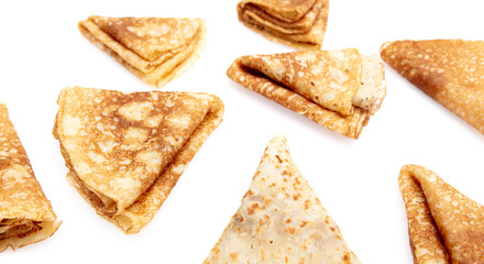 Pancakes made from dough isolated on a white