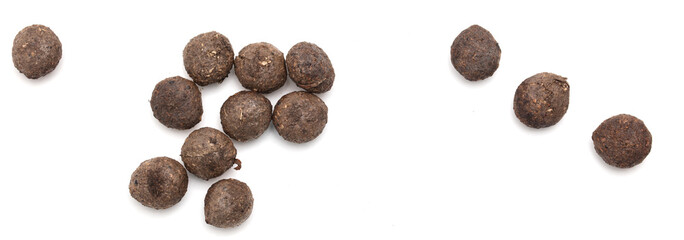 Rabbit excrement isolated over white