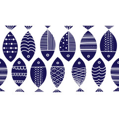 Horizontal seamless banner with fish.