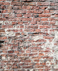 Old crumbling brick wall as an abstract