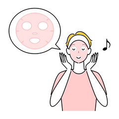 スキンケア パックをしている男性 イラスト シンプル ベクター