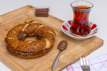 wonderful taste of Turkish famous bread , Simit , with Turkish tea (çay) is a great way to start a day!