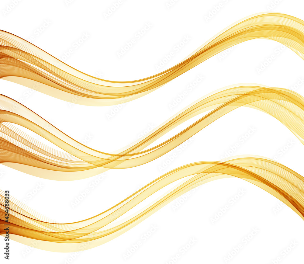 Aufkleber Vector abstract colorful flowing gold wave lines isolated on white background. Design element for wedding invitation, greeting card