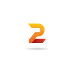 number 2 with letter p logo design icon inspiration