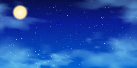夜空と星の幻想的なベクターイラストフレーム背景