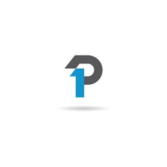 number 1 with letter p logo design icon inspiration