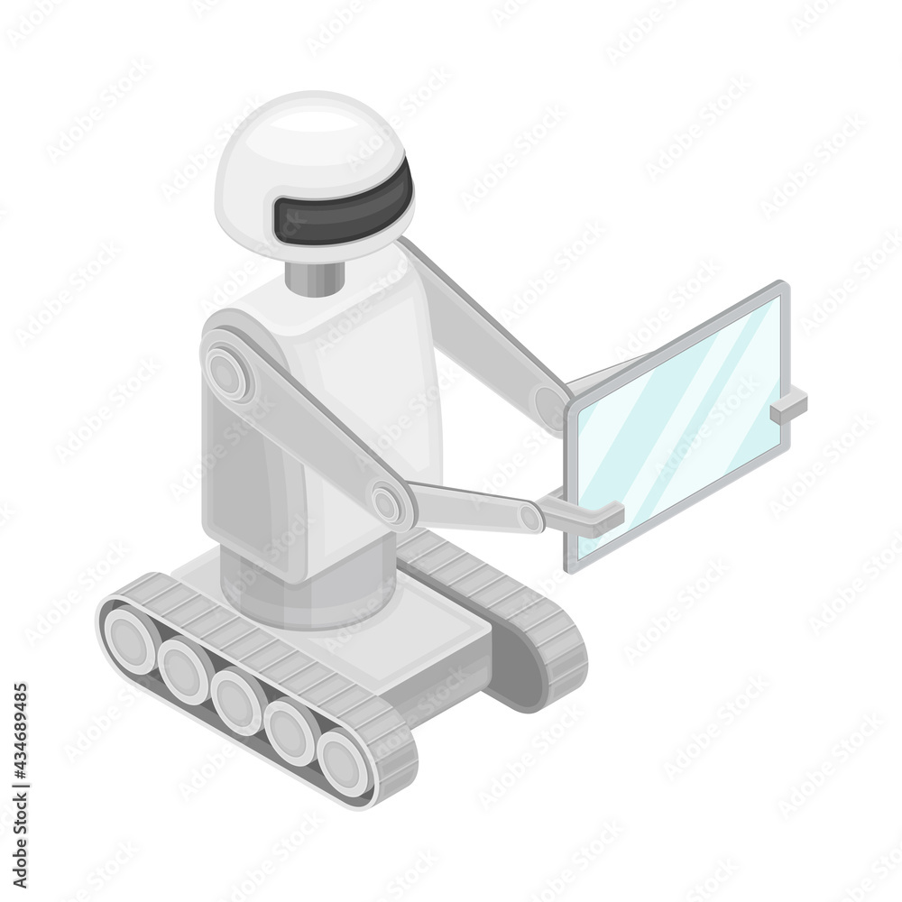 Aufkleber programmable robot machine holding screen as robotic technology and electronic equipment with artifi