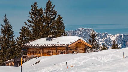 Beautiful alpine spring view with snow at the famous Rossfeldstrasse near Berchtesgaden, Bavaria, Germany