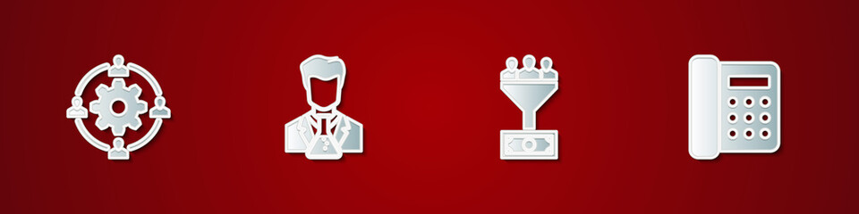 Set Outsourcing concept, Scientist and test tube, Lead management and Telephone icon. Vector
