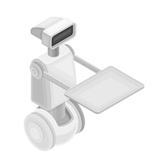 Programmable Robot Machine Holding Tray as Robotic Technology and Electronic Equipment with Artificial Intelligence Isometric Vector Illustration