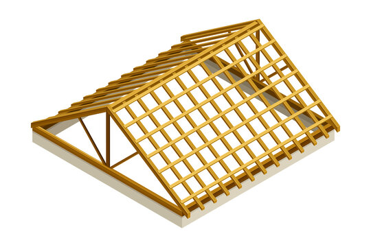 Framed Roof as House Top Covering Isometric Vector Illustration