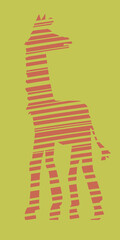 Stylized silhouette of a giraffe, side view. Stripes of different widths. The tallest animal. Vector graphic illustration