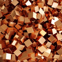 copper random color of cube box shape background top view. 3D Rendering. minimal idea concept background.