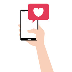 スマホを手で持ちリアクションをするイラスト