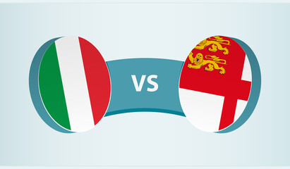 Italy versus Sark, team sports competition concept.